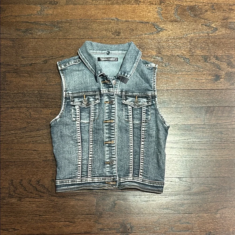 Malibu Sugar Girls Denim Sleeveless Vest with Emoji Design Size 8T